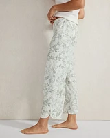 Organic Cotton Jersey Botanical Green Curved Hem Pants