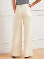 Ultra Wide Leg Denim Trousers - Ivory