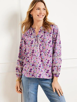 Tossed Ditsy Embroidered Top