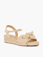 Pamela Bow Linen Wedge Sandals - Metallic