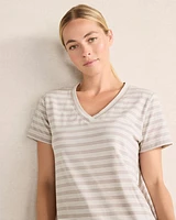 Organic Cotton Jersey Stepped-Stripe Sleep Dress