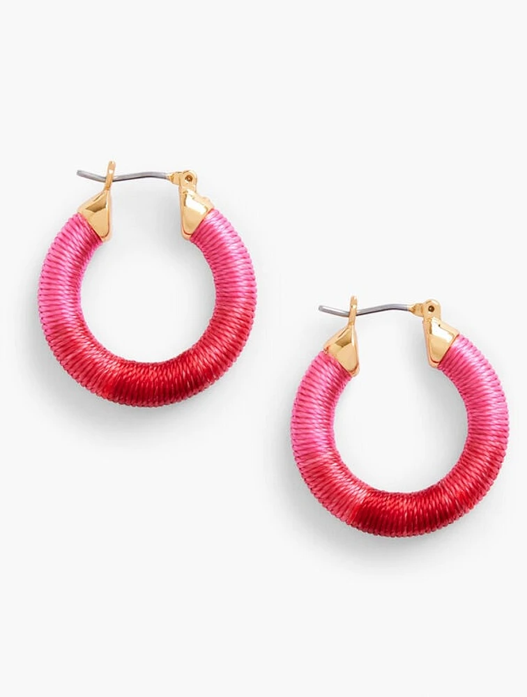 Bright Thread Wrap Hoop Earrings