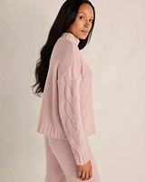 Cashmere Honeycomb Cable Mockneck Sweater