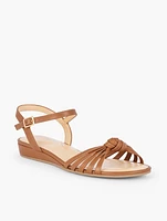 Daisy Woven Nappa Micro Wedge Sandals