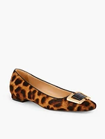 Sutton Buckle Flats - Leopard Calf Hair