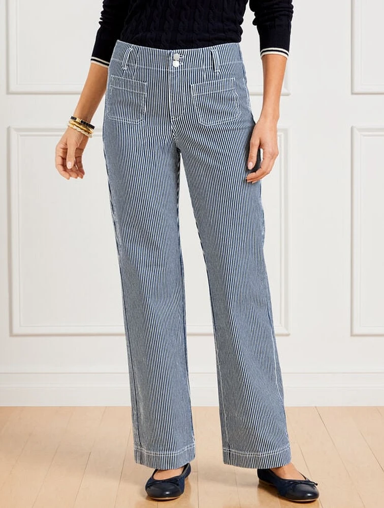 Wide Leg Trouser Jeans - Railroad Stripe