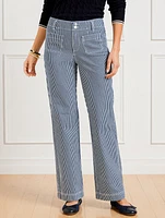 Wide Leg Trouser Jeans - Railroad Stripe