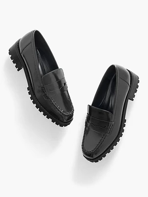 Gianna Lug Leather Penny Loafers