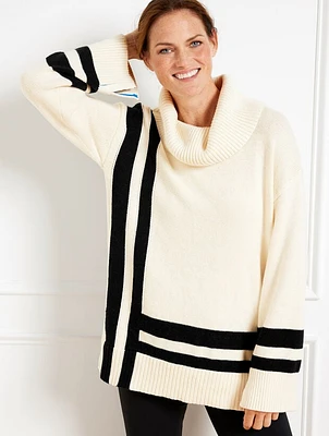 Cowl-Neck Colorblock Sweater