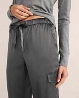 Washable Silk Drawstring Cargo Joggers