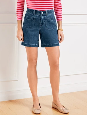 Patch Pocket Denim Shorts - Winslow Wash