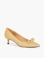 Sylvie Bow Kitten Heel Pumps - Metallic Stripe