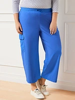 Lightweight Woven Stretch Wide Leg Cargo Pants