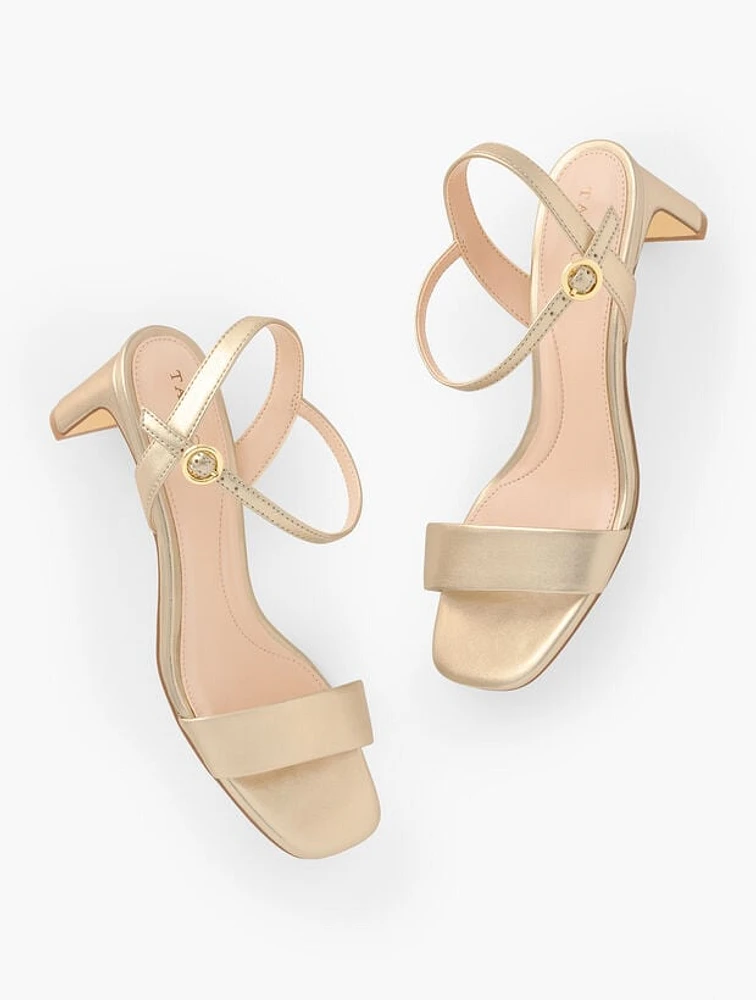 Cayden Metallic Nappa Block Heel Sandals