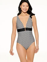 Aqua Club V-Neck One-Piece Swimsuit