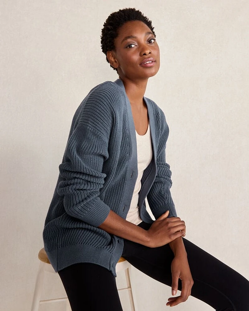 Organic Cotton Shaker Stitch Cardigan
