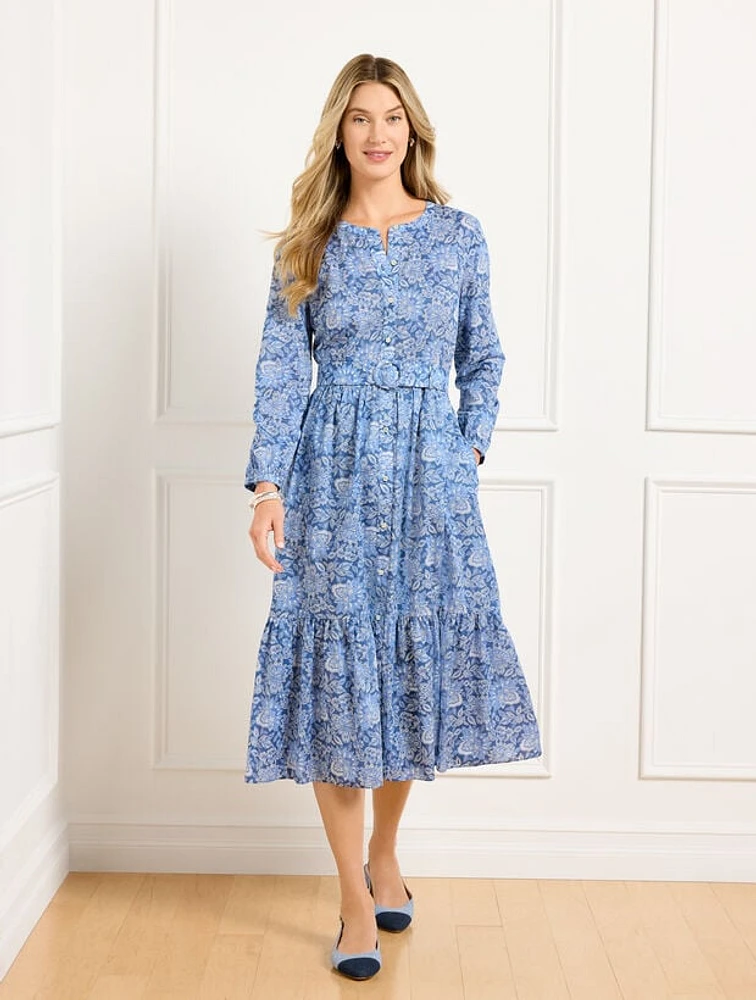 Cotton Voile Shirtdress - Buoyant Blossoms