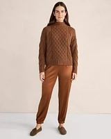 Cashmere Honeycomb Cable Mockneck Sweater