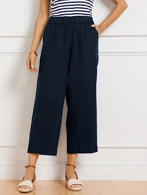 Talbots Nantucket Washed Linen Wide Leg Crop Pants