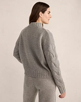 Cashmere Honeycomb Cable Mockneck Sweater