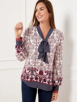Tie Neck Soft Top - Damask Border