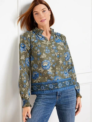 Smocked Sleeve Ruffle Top - Starlight Floral