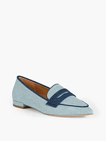 Scarlet Denim Pointed Toe Loafers