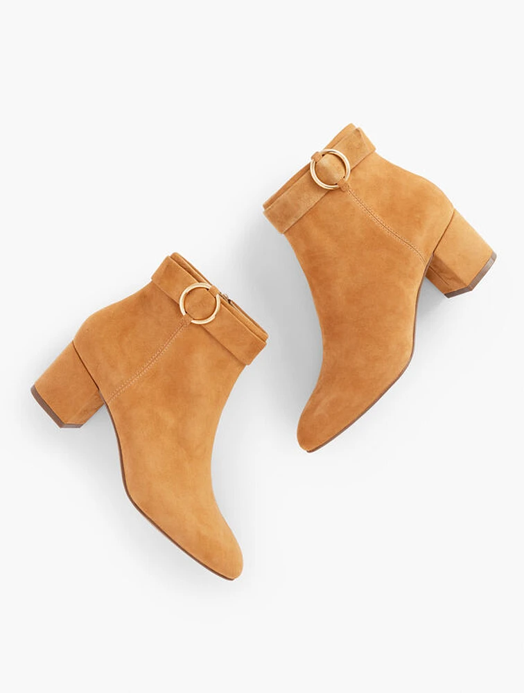 Maud Ring Block Heel Bootie - Suede