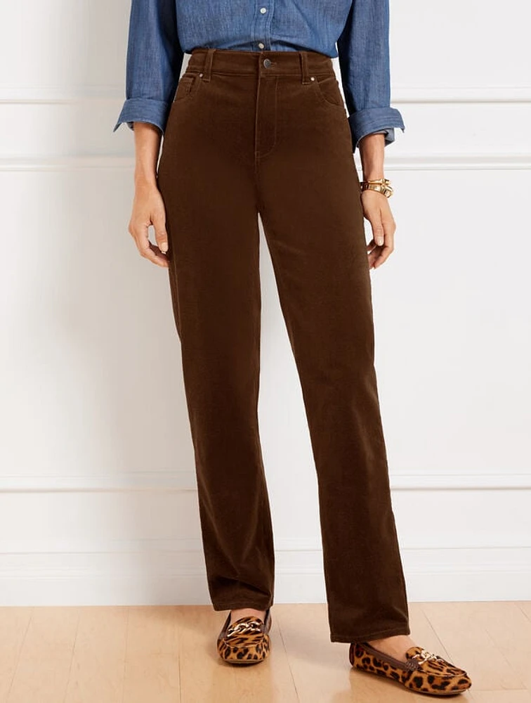 Stretch Corduroy Relaxed Straight Leg Pants - Solids