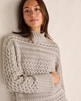 Organic Cotton Cable Knit Funnel Neck Sweater