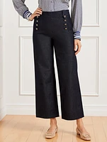 Knit Sailor Crop Pants - Faux Denim