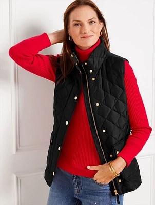 Quilted Down Puffer Vest - Solid