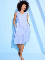 Linen Swing Dress - Surf Stripe