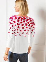 Bateau Neck Tee - Scattered Hearts