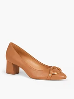 Kayla Buckle Block Heel Nappa Pumps