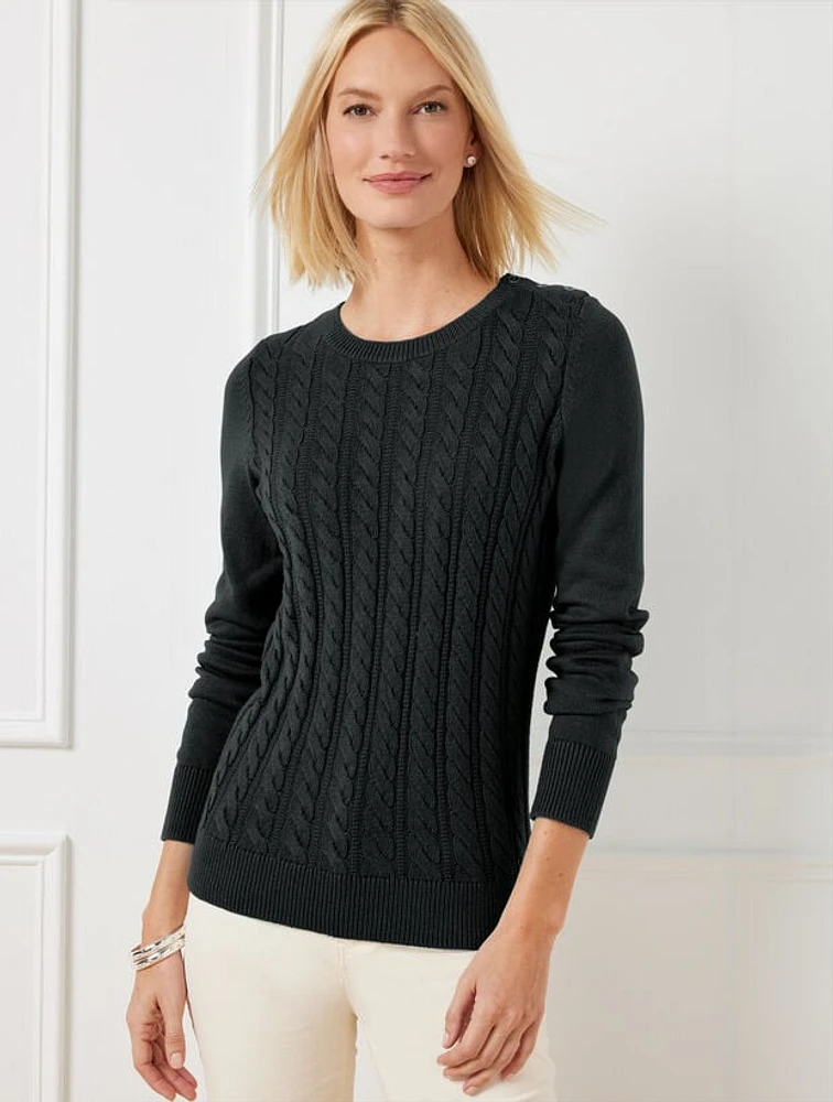 Soft Cable Knit Crewneck Sweater