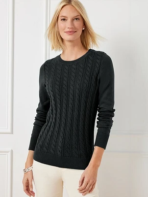 Soft Cable Knit Crewneck Sweater