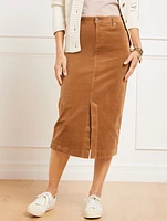 Corduroy A-Line Midi Skirt