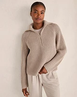 Cotton Shaker Stitch Half-Zip Pullover