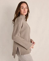 Rib Detail Mockneck Sweater