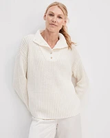 Button-Up Mock Neck Sweater