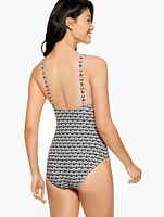 Aqua Club V-Neck One-Piece Swimsuit