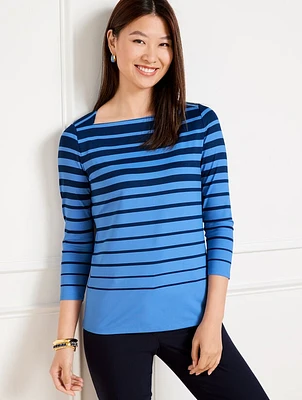 Effortless Jersey Square Neck Tee - Stripe