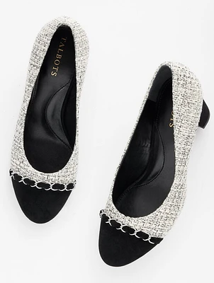Ellery Chain Block Heel Pumps - Brooke Tweed