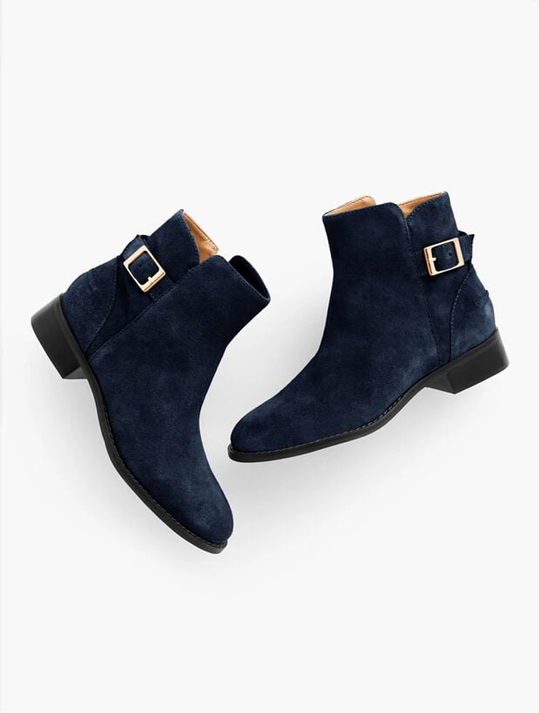 Tish Suede Buckle Ankle Boots