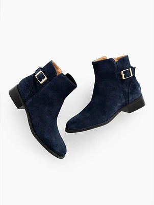 Tish Suede Buckle Ankle Boots