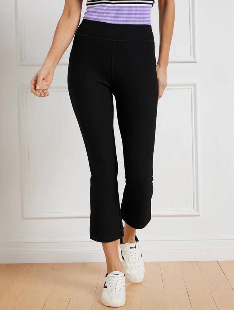 Soft Stretch Ribbed Flare Crop Pants