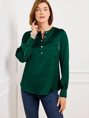 Soft Satin Charmeuse Band Collar Popover