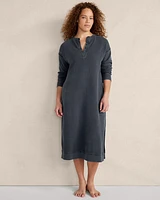 Organic Cotton Garment-Dyed Waffle Knit Henley Dress