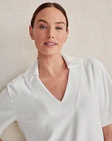 Terry Cloth V-Neck Top